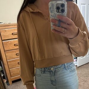 Yellowish/ tan lightweight cropped hoodie